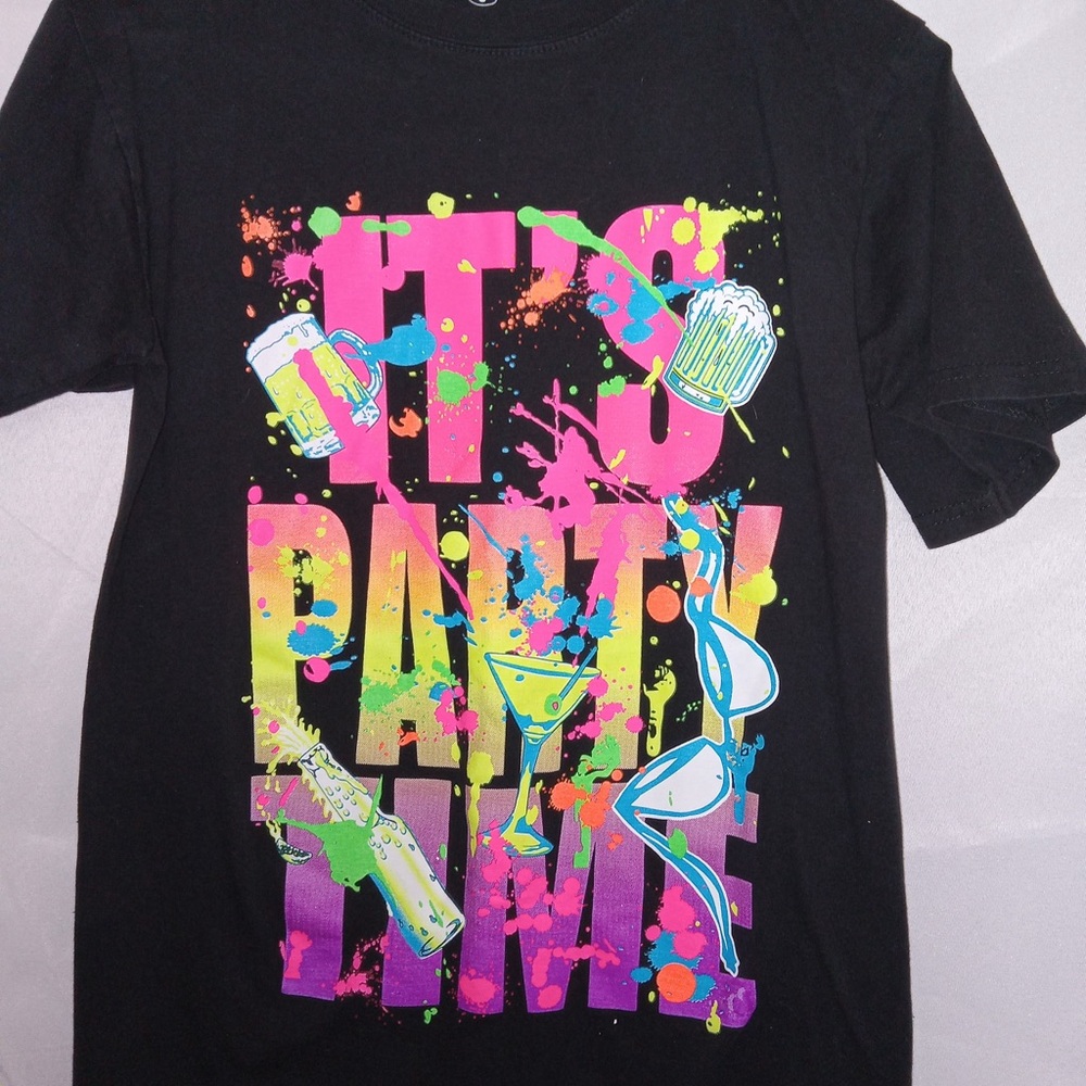 Surf Style Graphics Shirt Neon Bright Party Mens Size Small - Picture 6 of 13